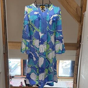 Ruby Rd. Blue and Green Floral Dress